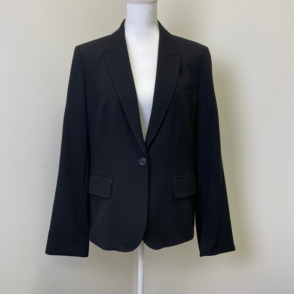 J.Crew Womens Black 100% Wool One Button Blazer Jacket 16 Holiday 2007 Classic